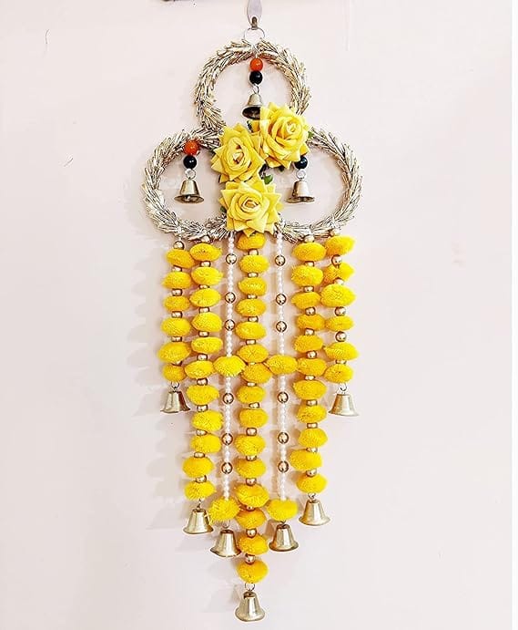 Handmade Decorative Wall Door Hanging Latkan Toran with Bells (8 Inches)