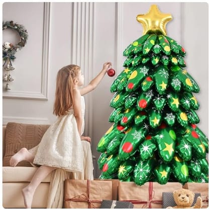 51-inch Tall Star topped Christmas Tree Foil Balloon
