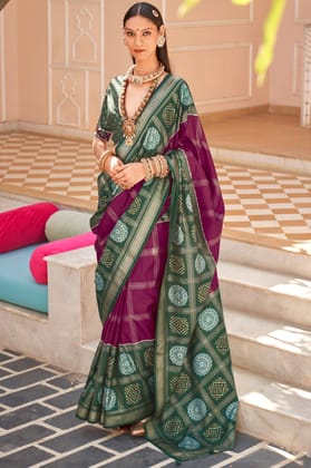 Purple Silk Patola Saree Purple Silk Patola Saree