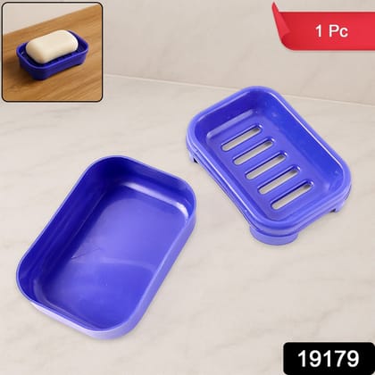 Premium Quality Rectangular Blue Plastic Soap Case (1 Pc)