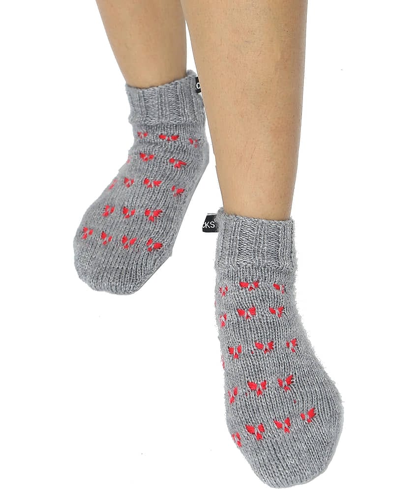 KC Store - Gray Woollen Women's Mid Length Socks ( Pack of 1 )
