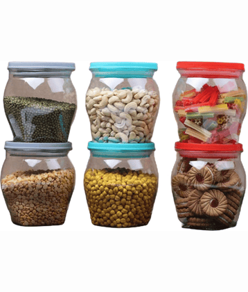 NCMART - Matuki / Matka Jar Transparent Plastic Spice Container ( Set of 6 ) - 900 ml