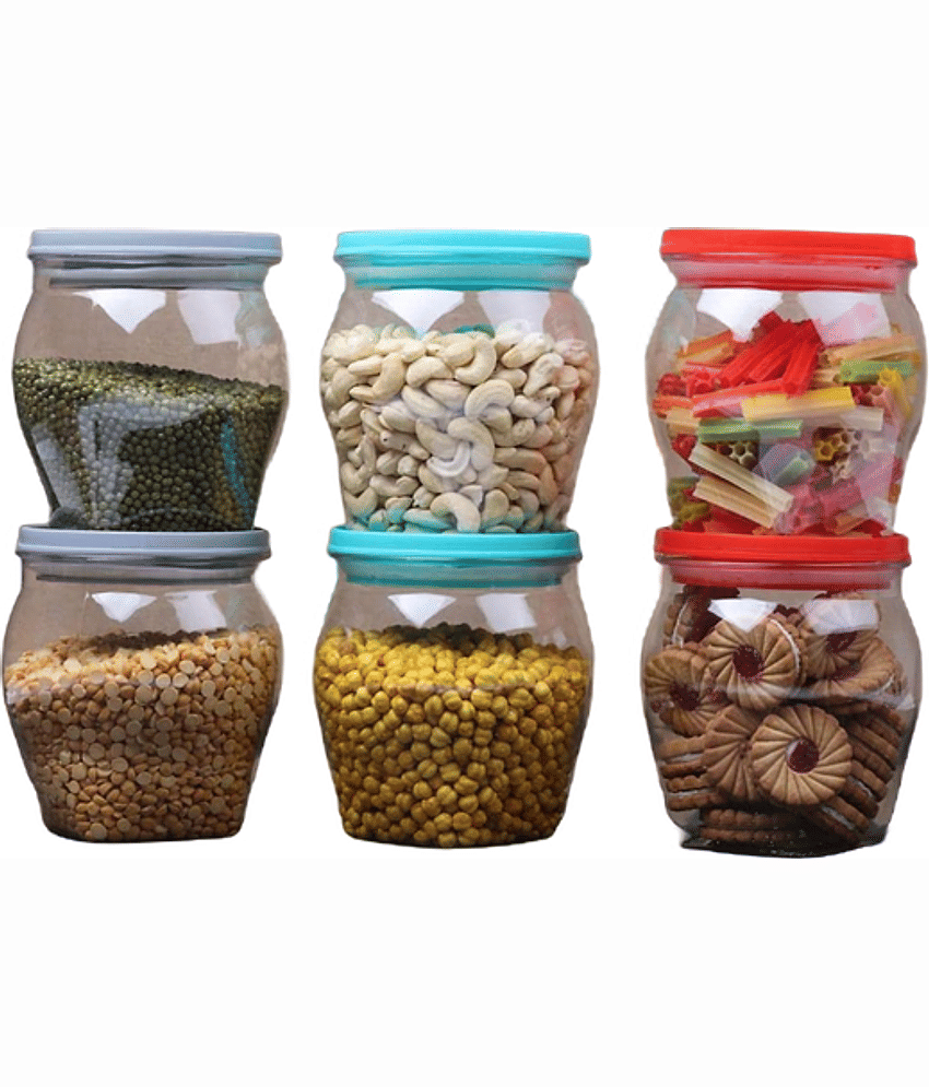NCMART - Matuki / Matka Jar Transparent Plastic Spice Container ( Set of 6 ) - 900 ml