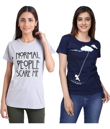 Neo Garments Women Cotton Printed Regular Fit Round Neck T-Shirt ( Multi Color )