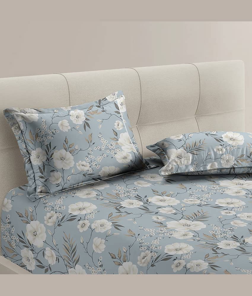 Apala Sky Blue Microfiber 1 Double King Bedsheet with 2 Pillow Covers ( 254 cm x 228 cm )