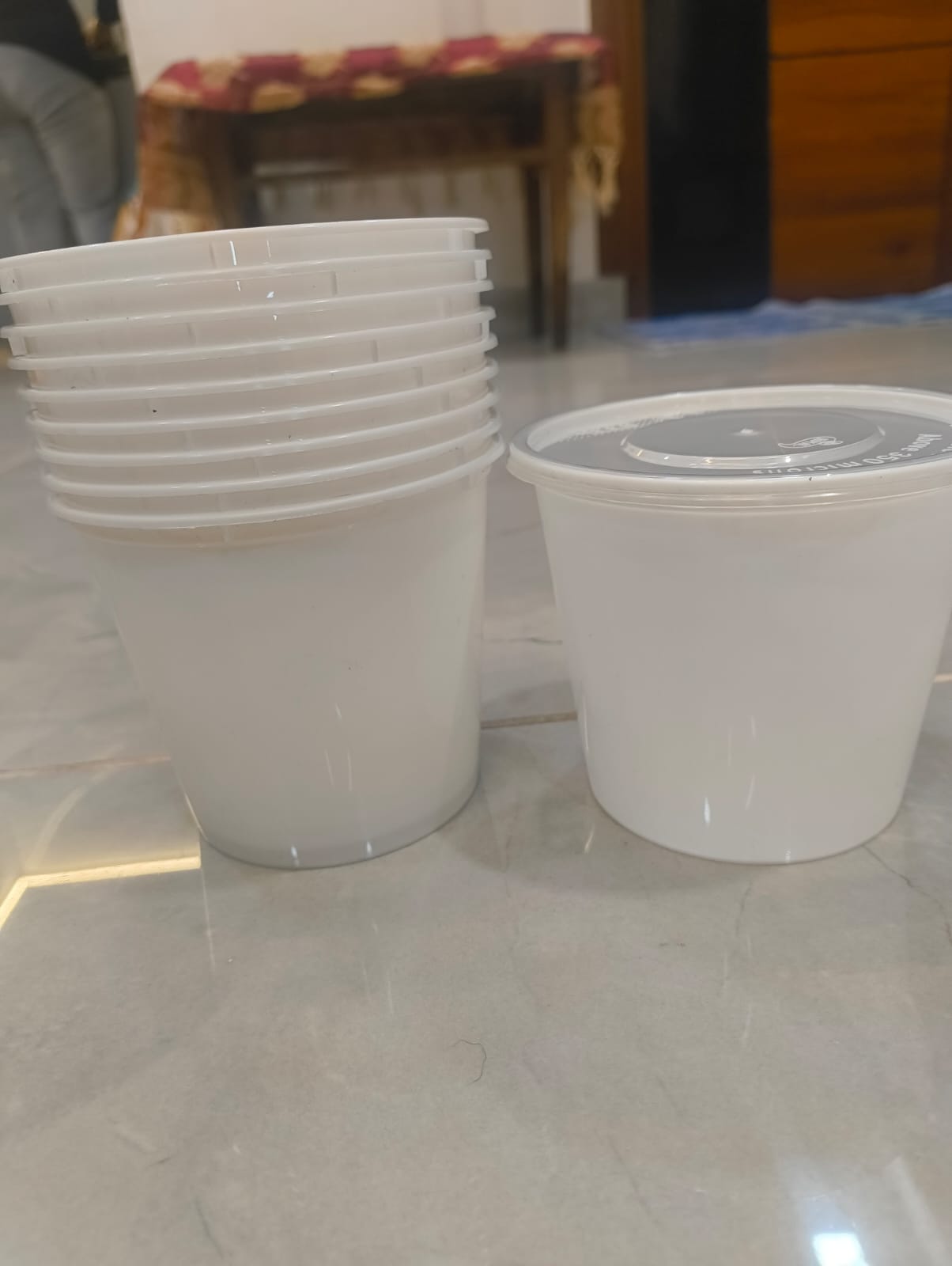30 Piece, White big container. 500ml