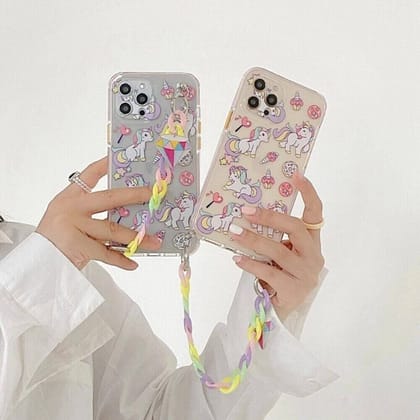 Unicorn Transparent Bracelet Soft Case-iPhone 12 Pro / Left Design