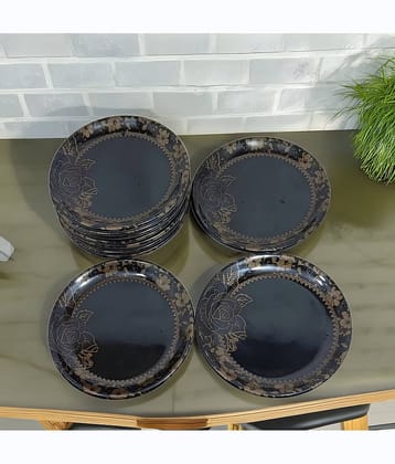 Inpro 12 Pcs Melamine Black Quarter Plate