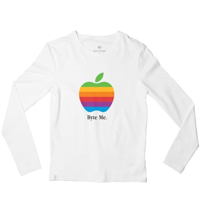 Byte Me Full Sleeve T-shirt-38 - S / White