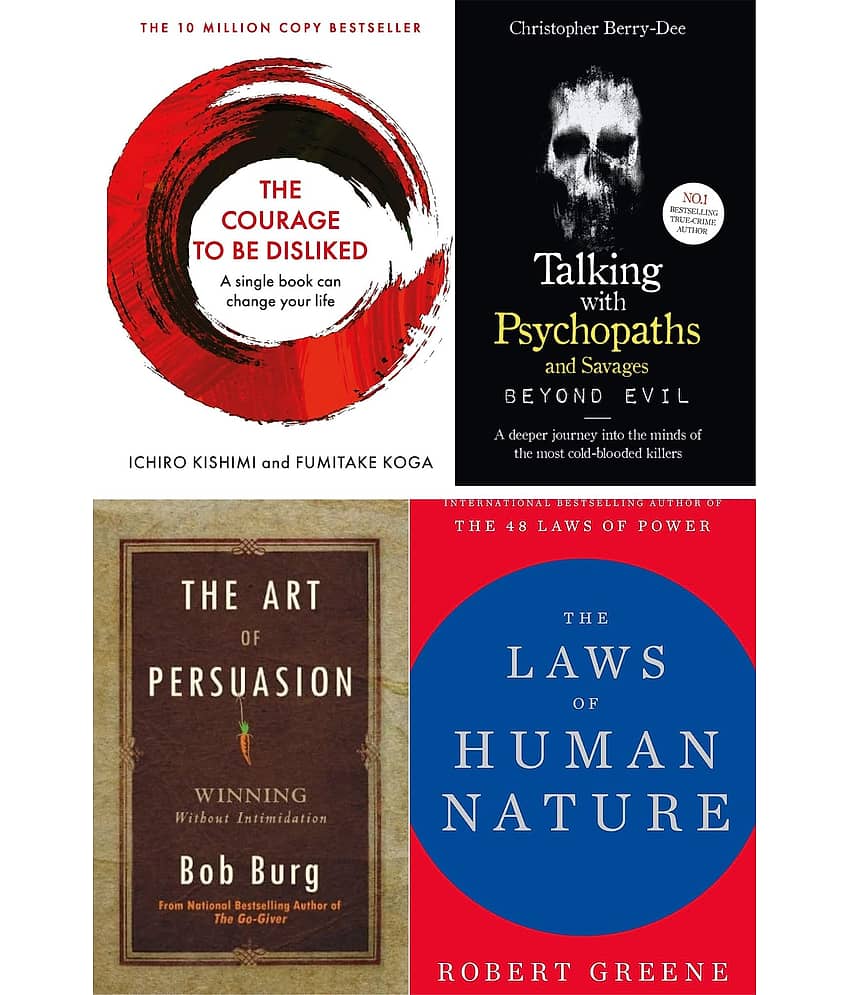 best set of Talking With Psychopaths and Savages +Courage To Be Disliked + THE LAWS OF HUMAN NAATURE + The Art Of Persuasion