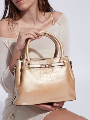Evelyn Beige HandBag With Pouch Set-Handheld Bag
