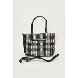 Classic Black Ivory Ethnic Print Tote Bag Classic Black Ivory Ethnic Print Tote Bag