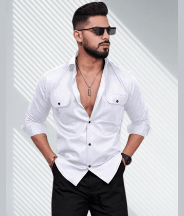 CRESALE Cotton Blend Regular Fit Solids Full Sleeves Men's Casual Shirt - Black ( Pack of 1 )