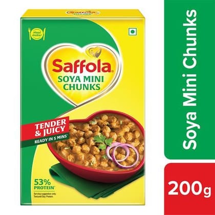 Saffola Soya Mini Chunks - Tender & Juicy, High In Protein & Fibre, 200 g