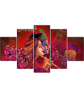 SNDArt Set Of 5 Radha Krishna Wall Paintings For Wall Decor Gift Items 18 x 30 inch