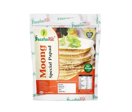 Freshokit Moong Special Papad | Crispy & Delicious | Healthy Snack | Gluten Free | Moong dal with Ajwain, Kali Mirch, Hing, and Other masala (400gm)