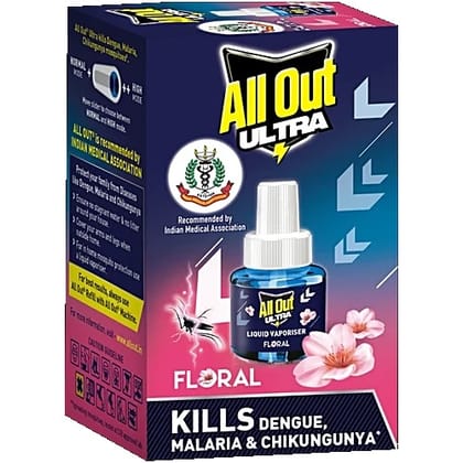 All Out Ultra Floral Liquid Vaporiser - Kills Dengue, Malaria, & Chikungunya, 45 ml All Out Ultra Floral Liquid Vaporiser - Kills Dengue, Malaria, & Chikungunya, 45 ml