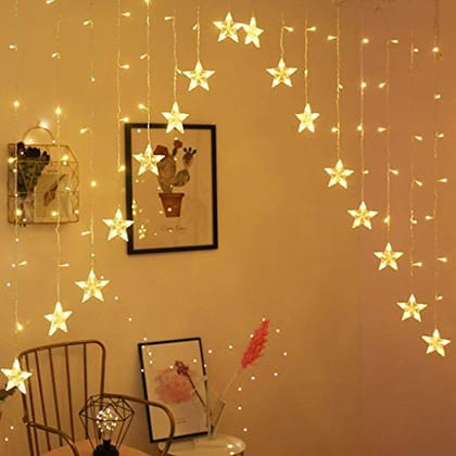Lights, 16 Stars 130 Led Curtain String Lights Fairy Lights for Christmas Wedding Decoration Home Patio Lawn,