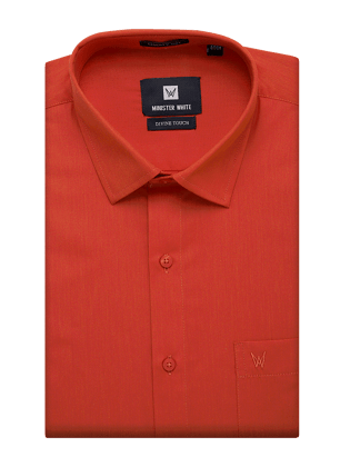 Mens Cotton Regular Fit Brick Colour Shirt Divine Touch-44 / F/S / Brick
