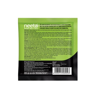 Neeta Powder Hair Colour Natural Black 5g Pack of 12, Henna Based Hair Color for Women Men, Enriched with Natural Herbs