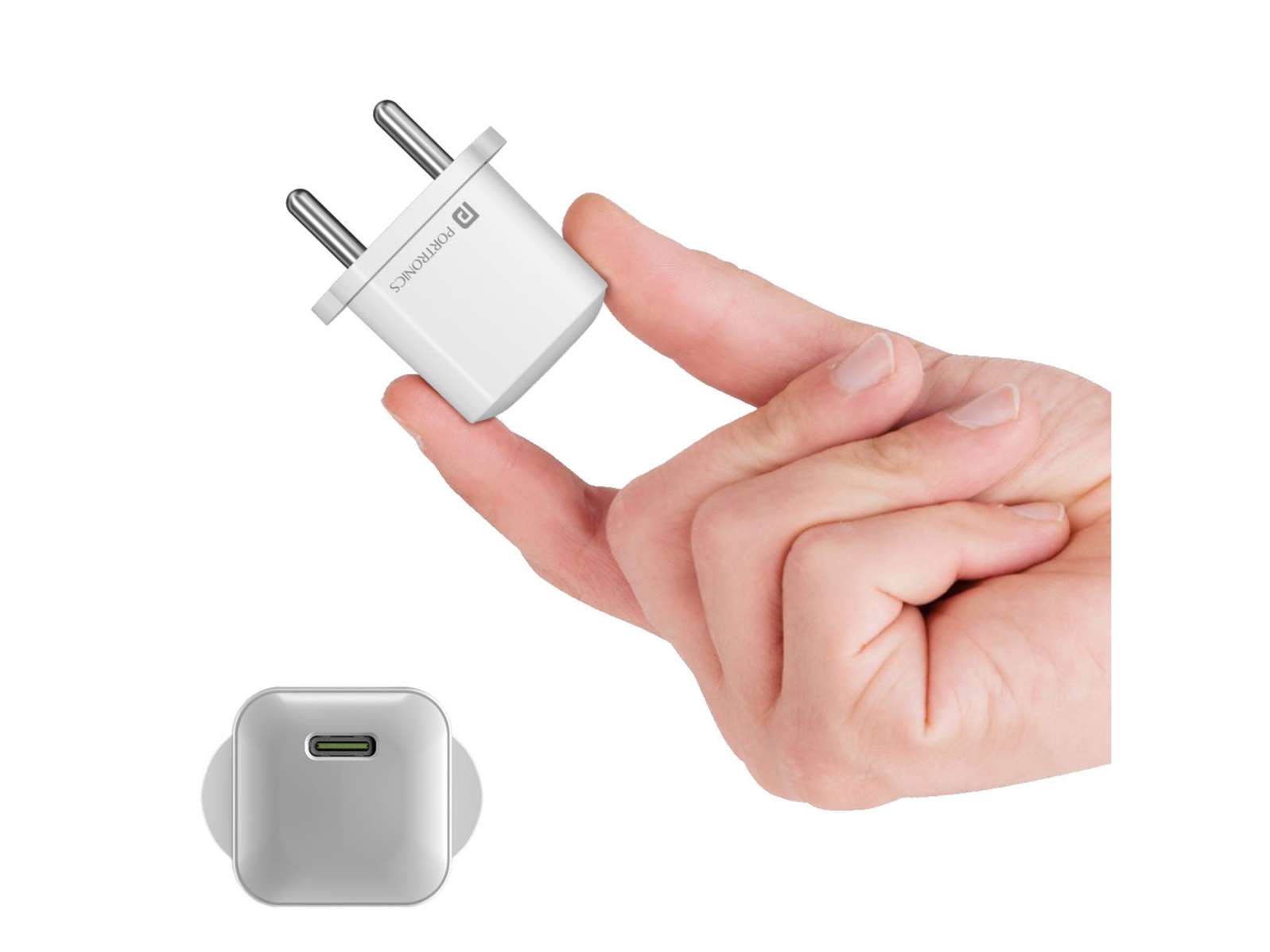 Portronics Adapto 20 Lite 20W GaN Wall Charger, PD Adaptor, GaN Technology, Wide Compatibility