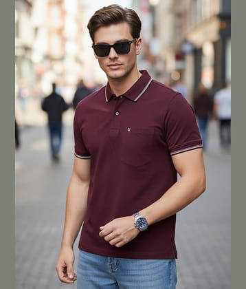 UNIBERRY Men Cotton Blend Regular Fit Solid Polo T Shirt ( Maroon )
