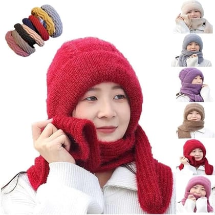 Women’s Soft Knitted Woollen Winter Hat & Muffler Combo | Warm Beanie Cap with Integrated Neck Scarf | Windproof Ear Protection | 2-in-1 Winter Wear for Girls & Ladies – Multicolor Women’s Soft Knitted Woollen Winter Hat & Muffler Combo | Warm Beanie Cap with Integrated Neck Scarf | Windproof Ear Protection | 2-in-1 Winter Wear for Girls & Ladies – Multicolor