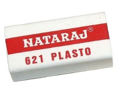 ILT (Pack of 10) 1Inches Nataraj 621 Plasto Eraser, Natraj Eraser, Non Dust Erasers, Non-Toxic Eraser  (White)