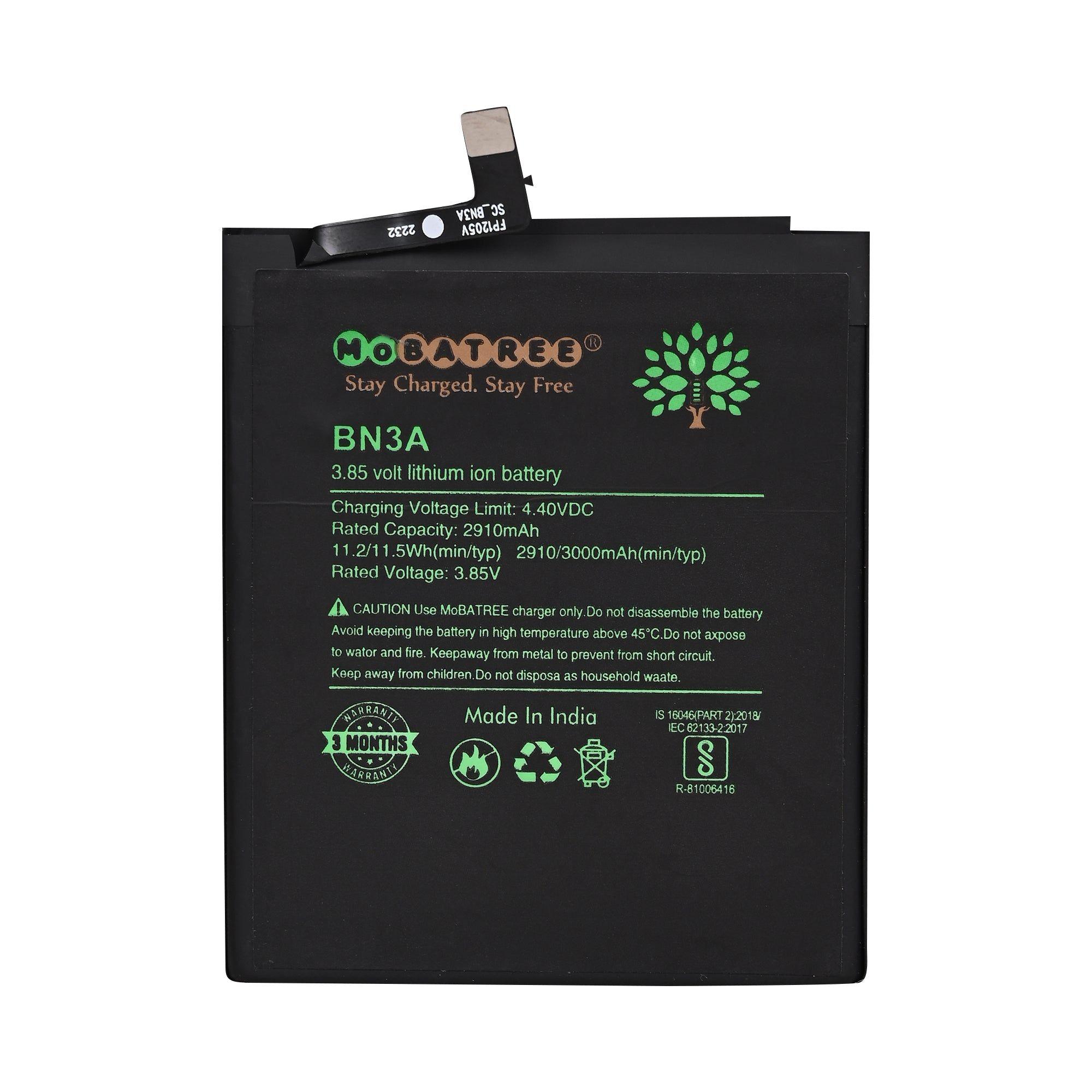 Mobatree Original Mobile Battery for Xiaomi Redmi GO - BN3A, 2910mAh (6 months Guarantee)