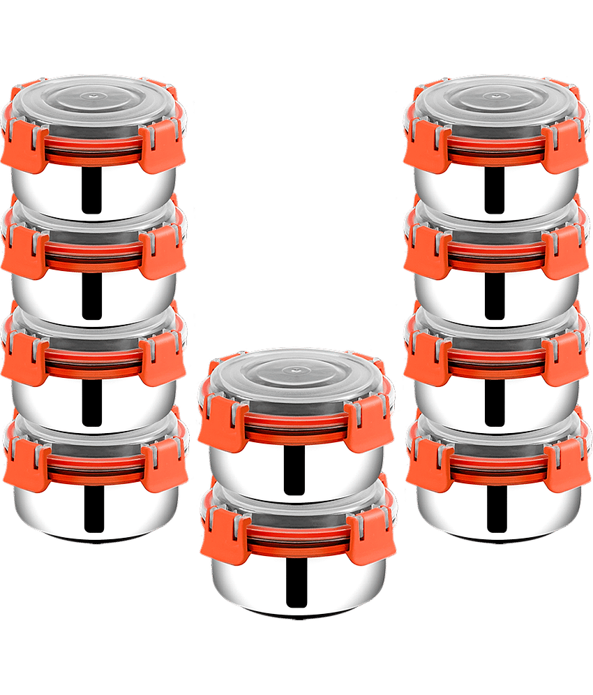 BOWLMAN - Steel Orange Food Container ( Set of 10 - 350mL each )