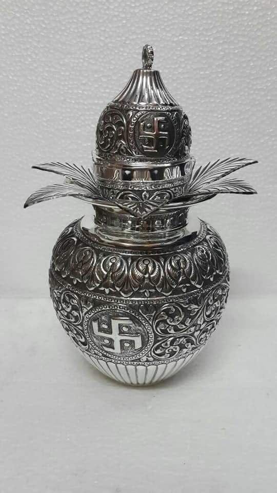 Nandighosh Silver Art Mangal Kalash Traditional German Silver Kalash