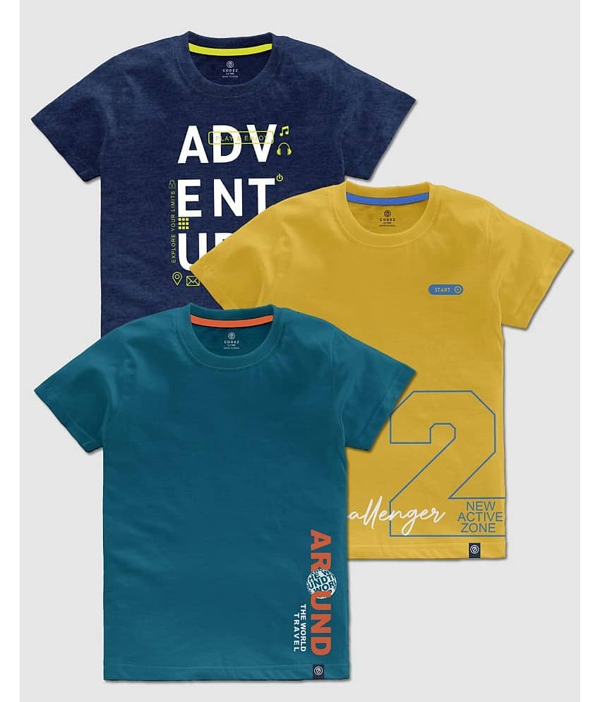 CODEZ Pack of 3 Boys Cotton T-Shirt ( Multicolor )