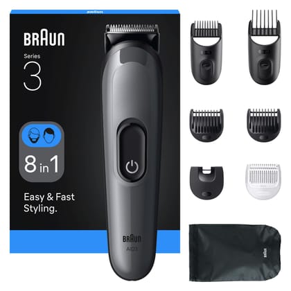 Braun Series 3 All-in-one Grooming Kit for Men, 8-in-1 Beard & Body Trimmer, Ultra Sharp Blade, 50-Min Runtime, Black Braun Series 3 All-in-one Grooming Kit for Men, 8-in-1 Beard & Body Trimmer, Ultra Sharp Blade, 50-Min Runtime, Black - Black