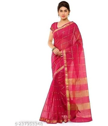 Vkaran Cotton Silk Woven Saree With Unstitched Blouse Piece ( Cream )