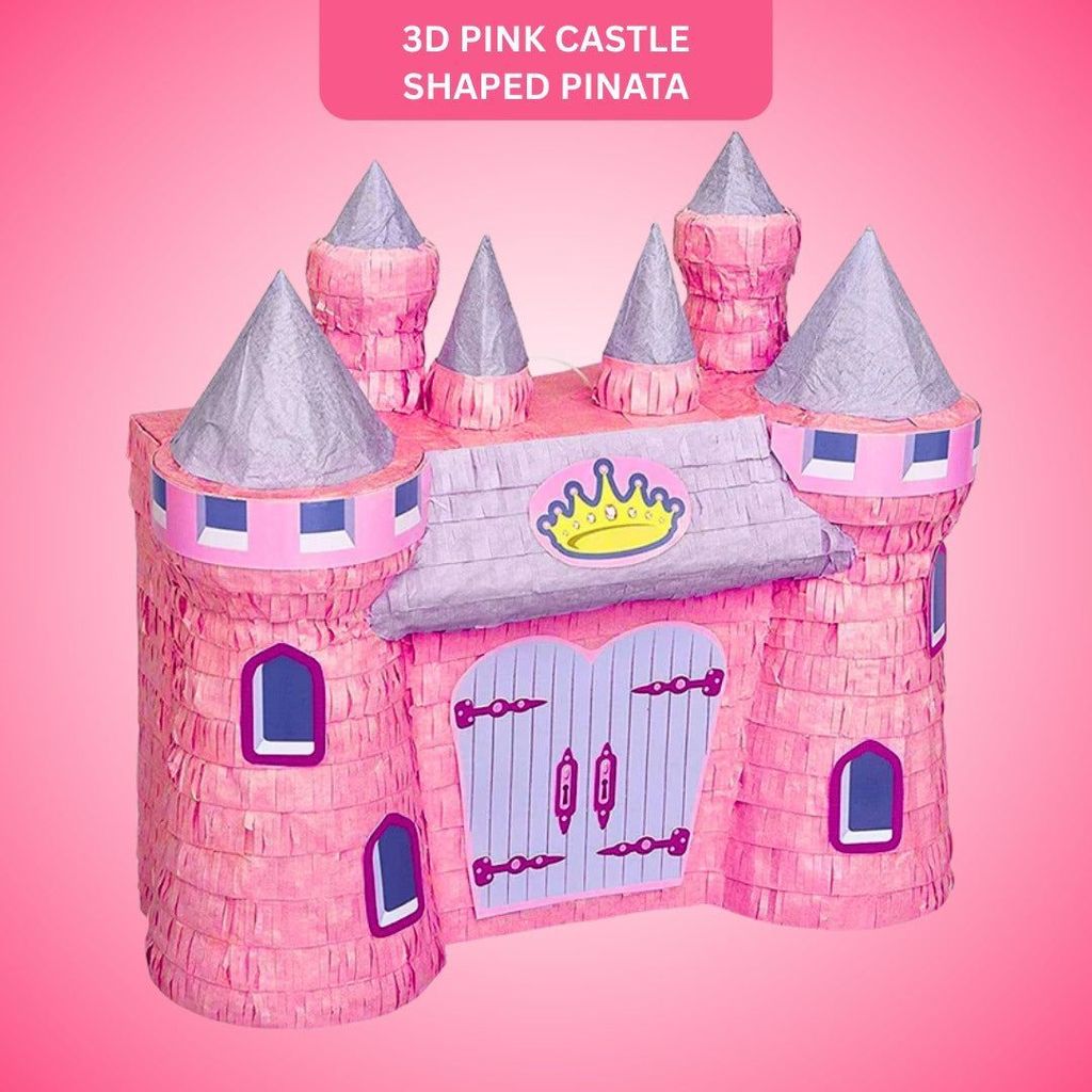 3D Castle Shaped Pink Princess Cake Pinata - Party and Festive Needs | Buy online on ZillyBuy
