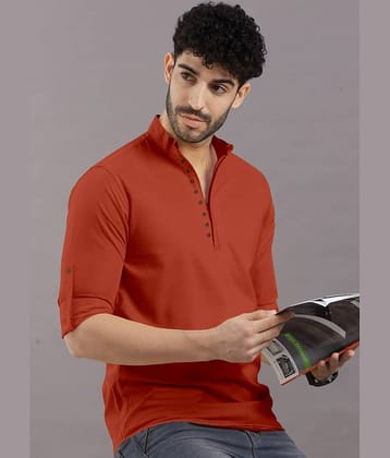 VTEXX Orange Cotton Blend Men's Regular Kurta ( Pack of 1 )