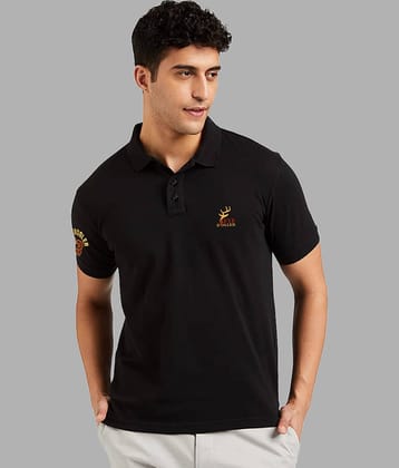 Eyebogler Cotton Blend Regular Fit Printed Half Sleeves Men's Mandarin Collar T-Shirt - Black ( Pack of 1 )