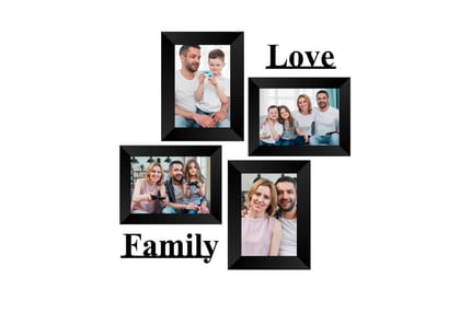 Memory Wall Collage Photo Frame - Set of 4 Photo Frames for 4 Photos of 5"x7", 1 Piece of LOVE, 1 Piece of FAMILY
