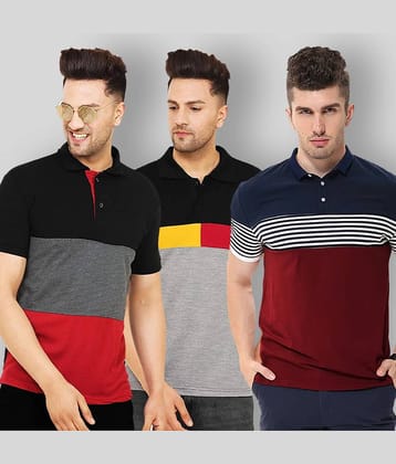 Leotude Men Cotton Blend Regular Fit Colorblock T-Shirt ( Multicolor1 )