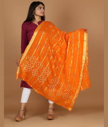 Anjaneya Creations Women Cotton Dupatta ( Orange , Pack of 1 )