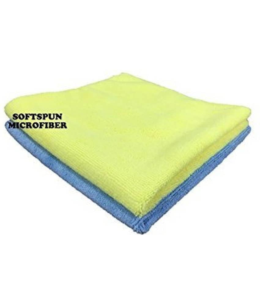 SOFTSPUN Microfiber Cloth - 2 pcs - 40x60 cms - 340 GSM Multi Colours - Thick Lint & Streak-Free Multipurpose Cloths - Automotive Microfibre Towels for Car Bike Cleaning Polishing Washing & Detailing