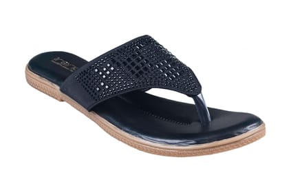 Trendz Ladies Black Chappal-Black / D. Grey / 4