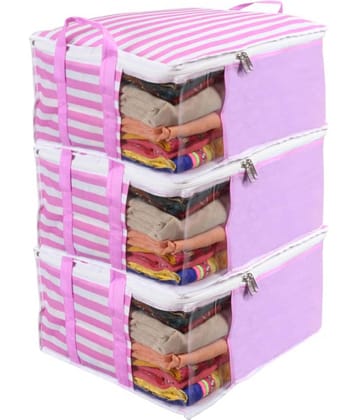 PrettyKrafts™ Presents Non Woven Saree Cover Storage Bags for Clothes with primum Quality Combo Offer Saree Organizer for Wardrobe/Organizers for Clothes/Organizers for Wardrobe Pack of 3 - Peach