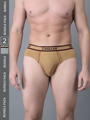 Men's Assorted Pack of 2 Combed Cotton Solid Brief With Anti-Microbial Odour Control