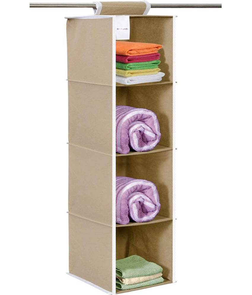 PrettyKrafts Hanging 4 Shelves Wardrobe Organiser
