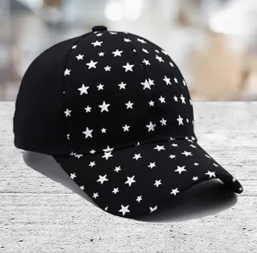 Star Pattren Black And White Color Sports Party Caps