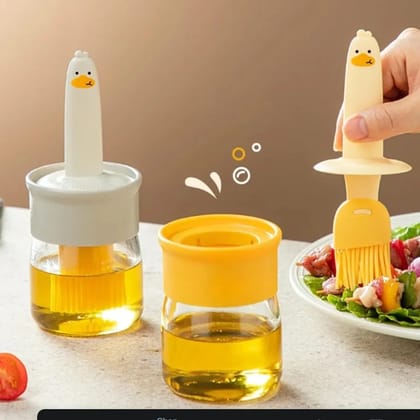 Multicolor 2-In-1 Silicone Pastry Basting Brush & Oil Dispenser Bottle Set High-Heat Resistant With Free Spatula & Brush