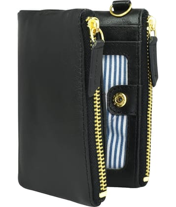 Ajanta Black 100% Leather Men's Two Fold Wallet ( Pack of 1 )