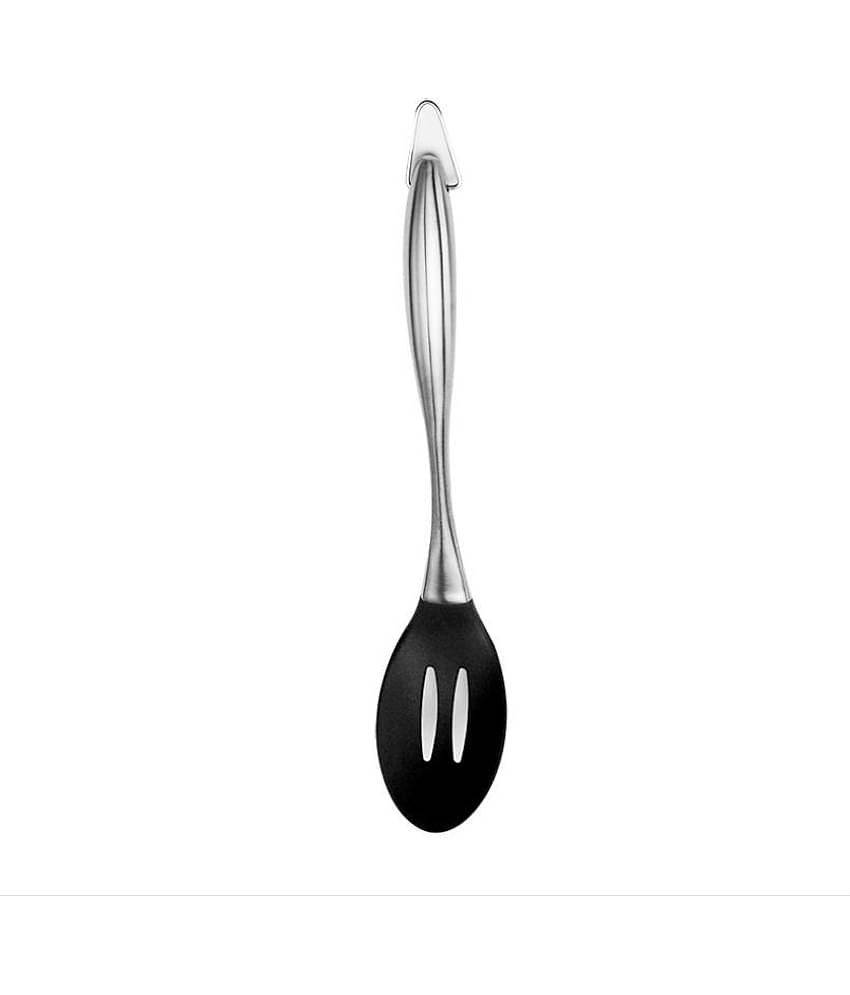 Baskety Silicone Stainless Steel Handle Spoon Spatula ( Pack of 1,Black)