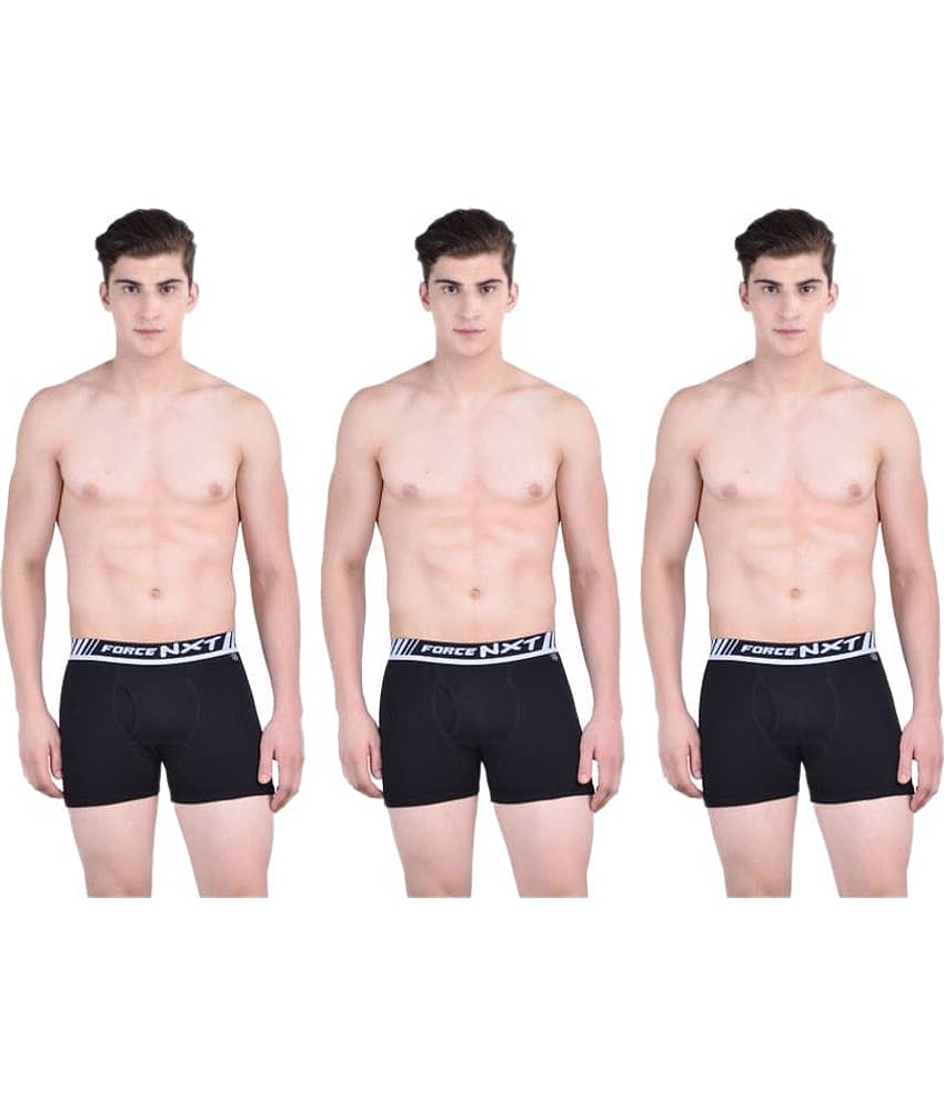 Force NXT Pack of 3 Cotton Trunk For Men's ( Black )